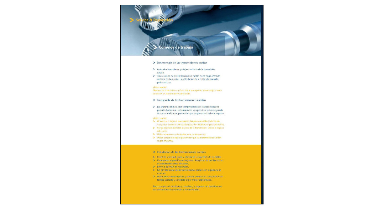 Desmontaje Transporte e Instalación De Transmisiones o Cardan